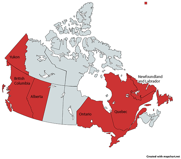 Besuchte Provinzen in Kanada