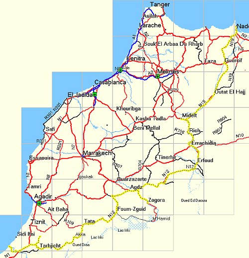 Marokko 1999, gefahrene Strecke