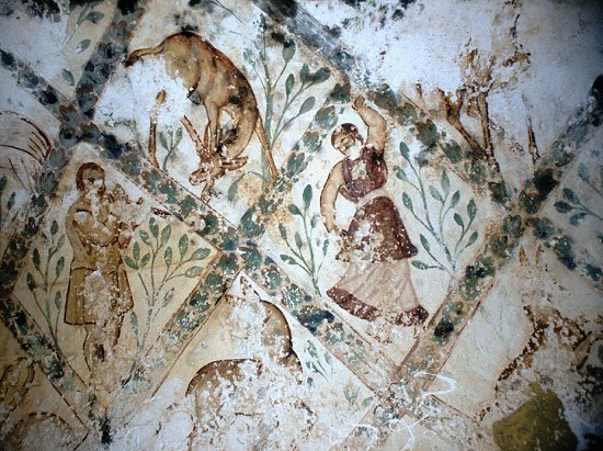 Deckenmalerei im inneren des Schlosses aus frühislamischer Zeit
