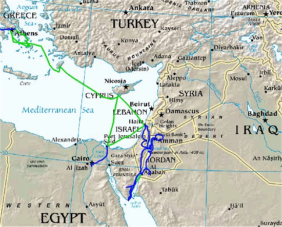 Naher Osten 1995, gefahrene Strecke