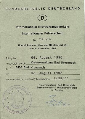 Internationaler Führerschein, Deckblatt
