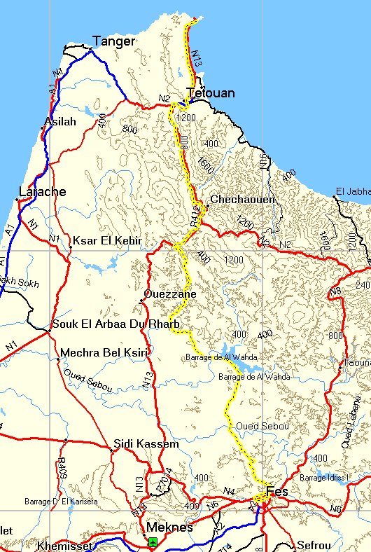 Marokko 1987, gefahrene Strecke