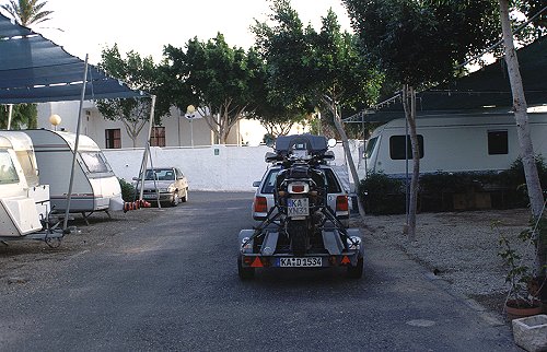 Auf dem Campingplatz in Aguadulce: Fertig zur Abfahrt nach Hause.
