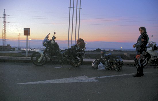 Erste und einzige Panne, gleich nach dem Start in Almeria