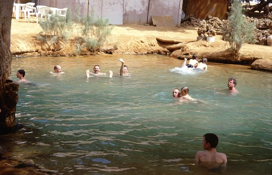 Bad in der warmen Quelle von Ksar Ghilane