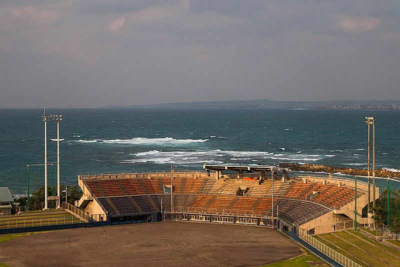 Blick nach rechts zum Baseball Stadion