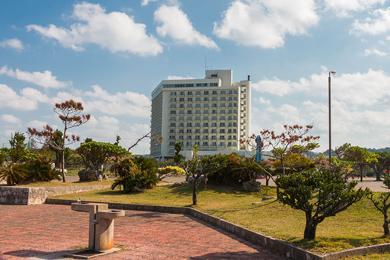 Blick vom Convention Park auf unser Hotel ...