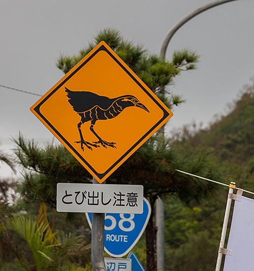 Warnschild, damit auf die seltenen Rallen geachtet wird