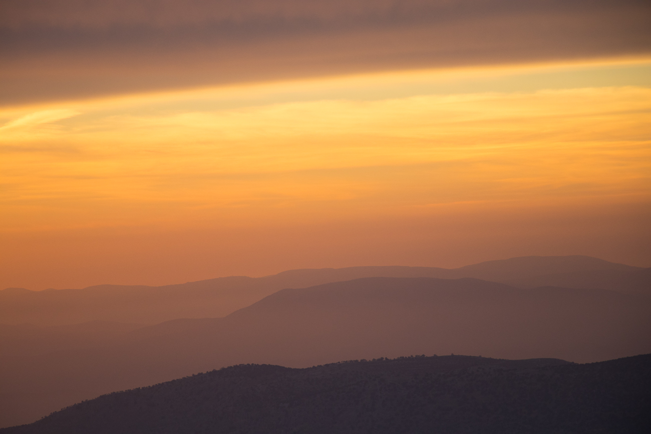 Sonnenuntergang bei der Rückfahrt nach Amman 