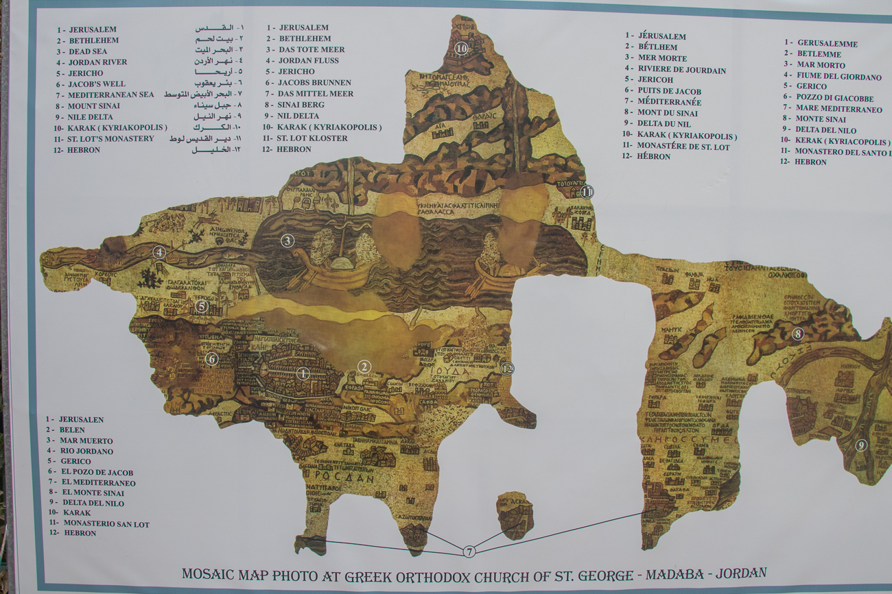 Bild der Mosaik-Landkarte mit Erklärungen 