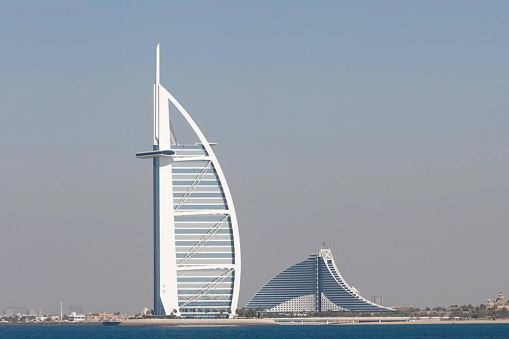 Blick von "The Palm" auf Dubai