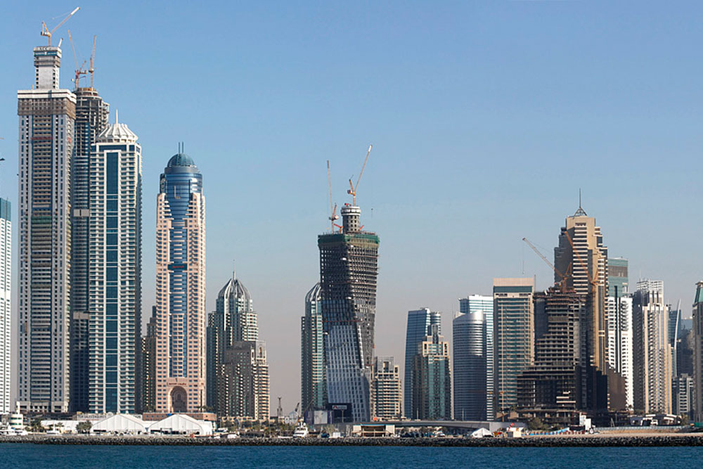 Blick von "The Palm" auf Dubai