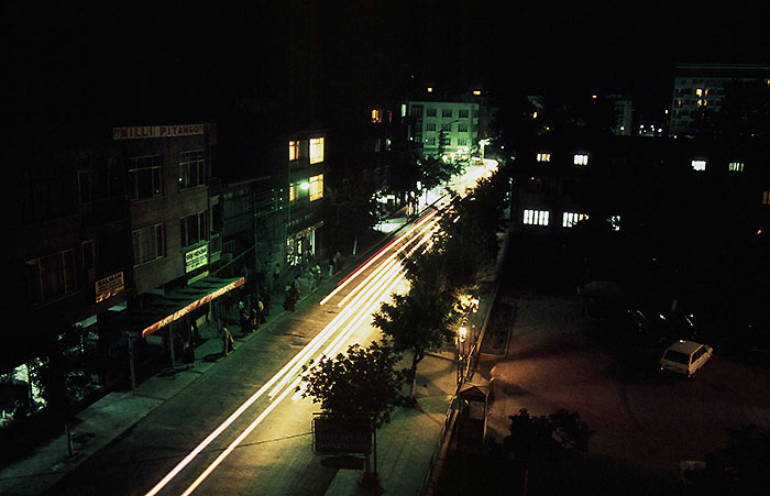 Nächtlicher Blick aus unserem Hotelfenster in Eskişehir