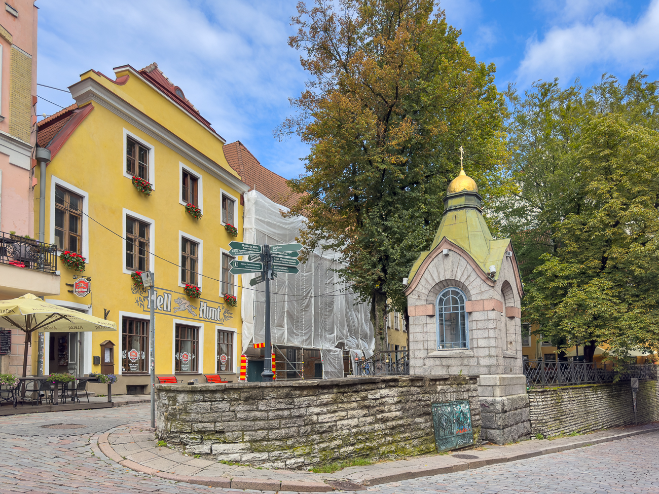 ... deren kleine Grünfläche einen annähernd dreieckigen Grundriss hat, der vom Verlauf der beiden angrenzenden Straßen geprägt wird. Auf der Fläche wurde über Jahrhunderte der Fischmarkt abgehalten, im 19. Jahrhundert dann ein Markt vor allem für Gemüse und Blumen, woraus sich der Name der Grünanlage ergibt. Die Durchführung von Märkten auf der Fläche wurde im Jahr 1893 beendet. Stattdessen wurde eine kleine baumbestandene Grünfläche angelegt. Sie ist eine der wenigen Grünflächen in der dicht bebauten historischen Revaler Altstadt. Die kleine Parkanlage wird heute für Außengastronomie genutzt.