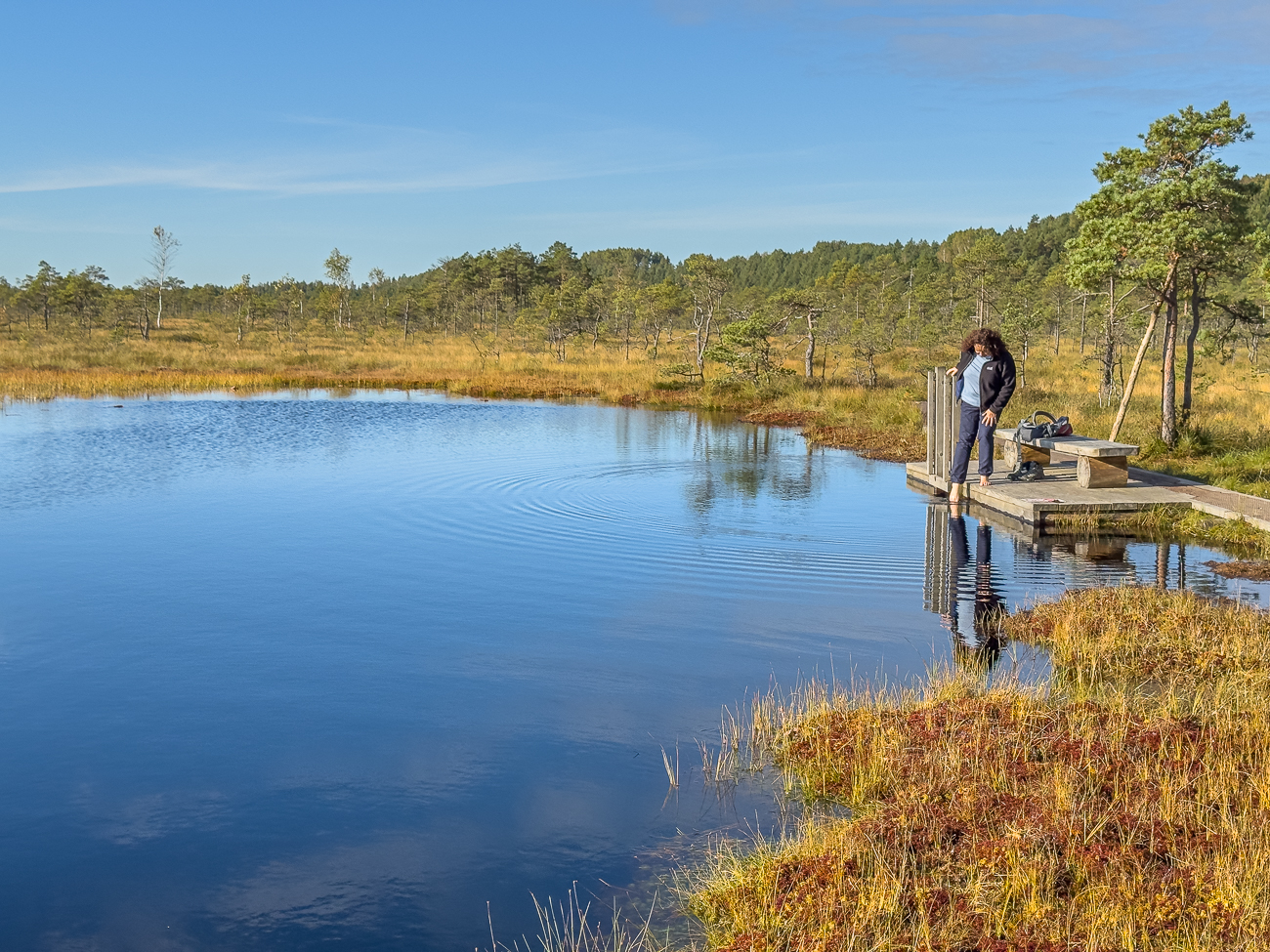 Temperaturcheck f&uuml;r die Mutprobe am Moorteich ...