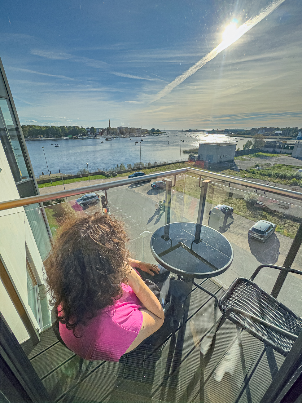 Ausblick von unserer Ferienwohnung auf die Mündung des Pärnu Jõgi