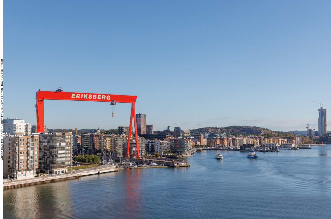 Der dominante Brückenkran der Eriksberg-Werft