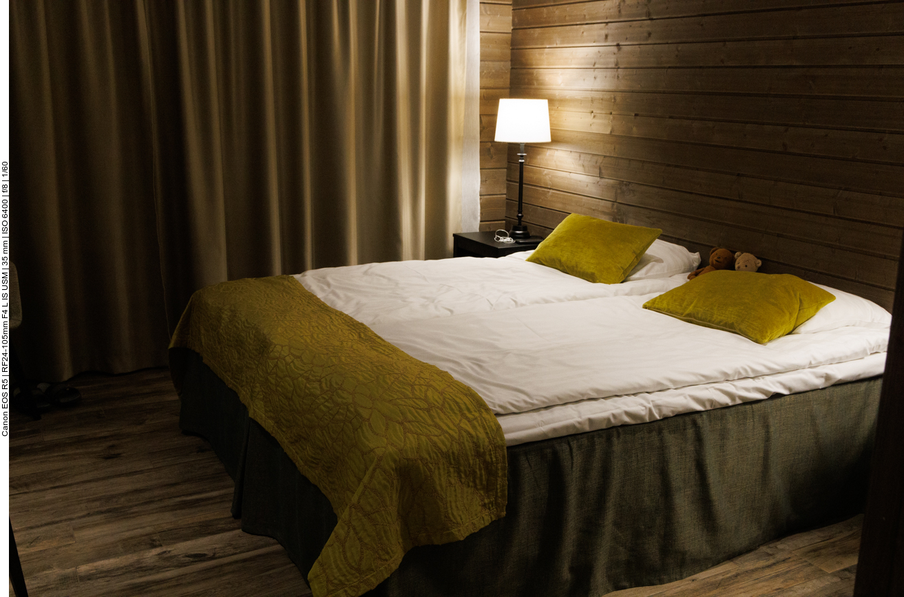 Unser Zimmer mit Sauna im Skihotel Ruka