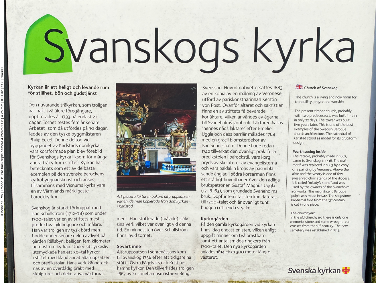 Infos zur Kirche in Svanskog