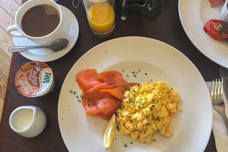 Salmon and scrambled eggs