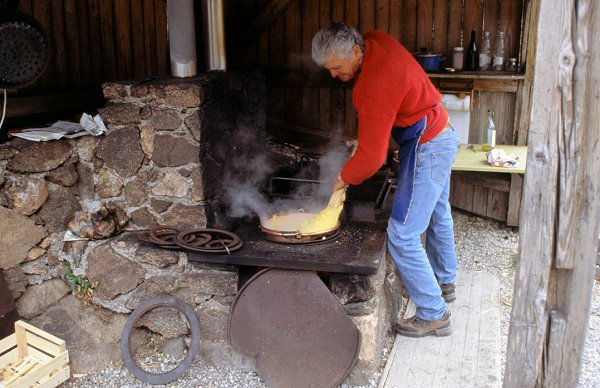 Hier wird Polenta gekocht, lecker ...