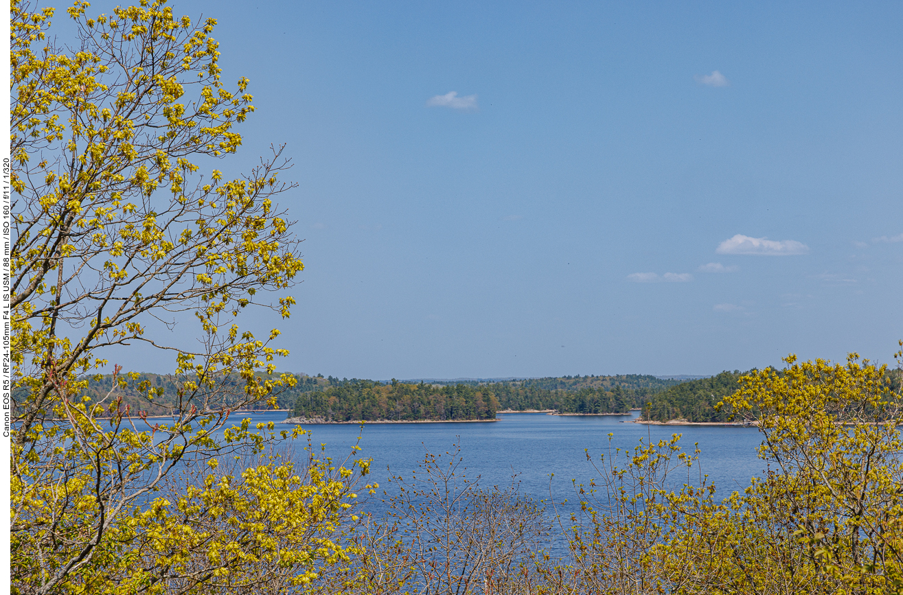 Aussicht am Ouimet Point auf die Inseln im Parry Sound