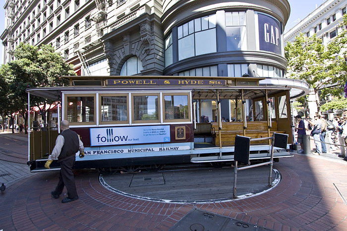 Handbetriebene Drehscheibe an der Cable Car Endstation