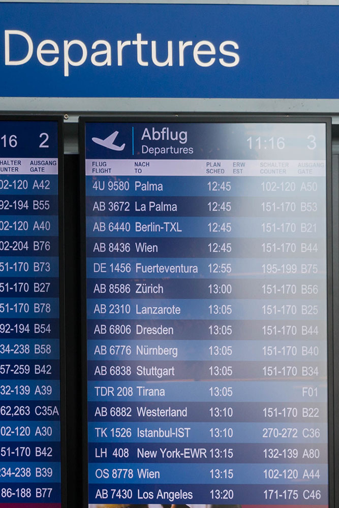 Ganz unten auf der Liste ist unser Flug gen Westen