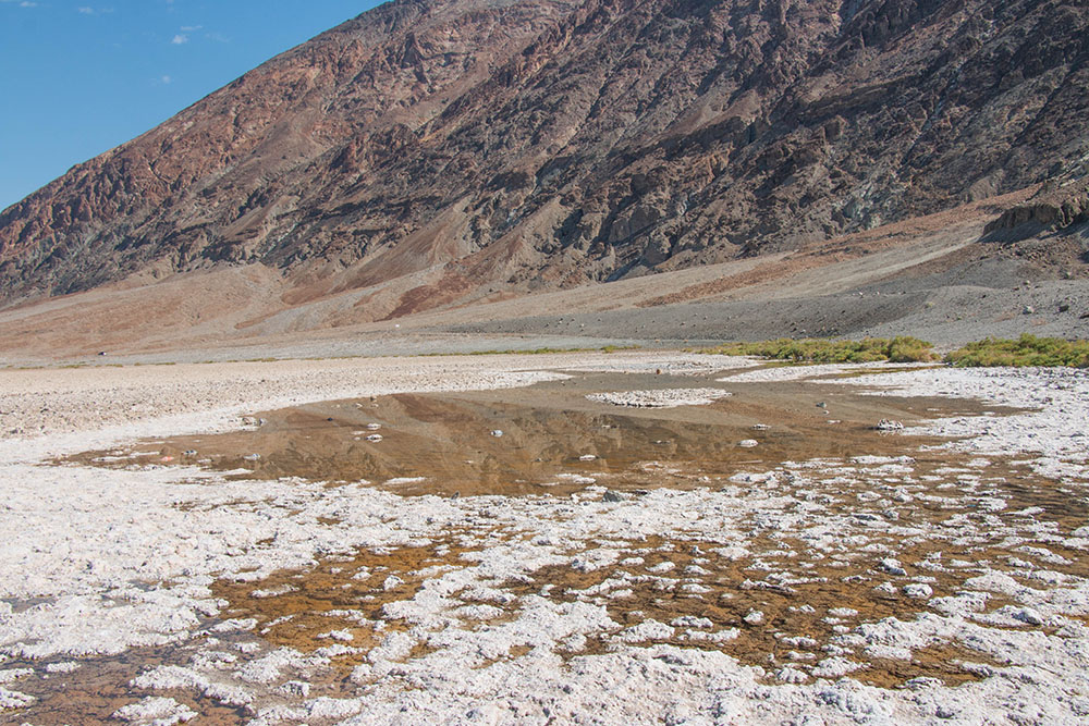 Badwater, 85 m unter dem Meeresspiegel, der tiefste Punkt der USA