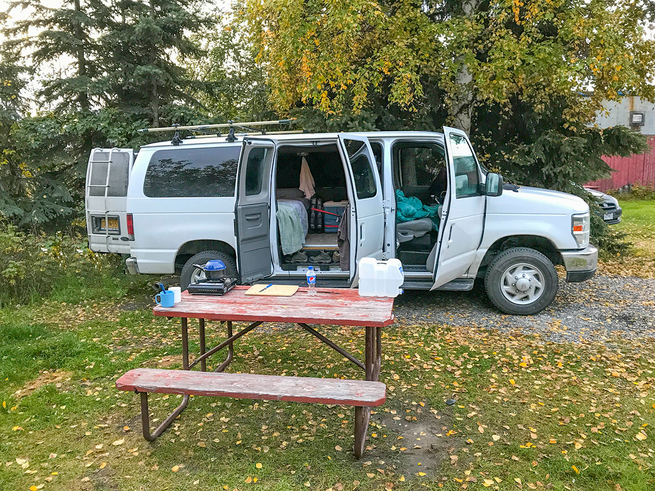 Auf dem Campingplatz in Fairbanks, kurz vor dem Start 