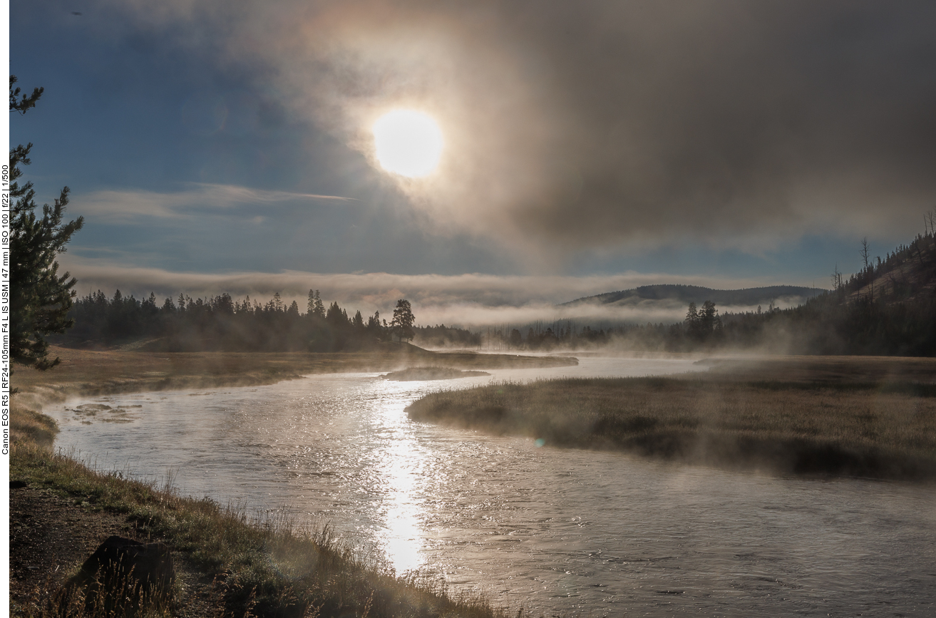 Ein Stückchen weiter ist der Nebel noch über dem Fluss