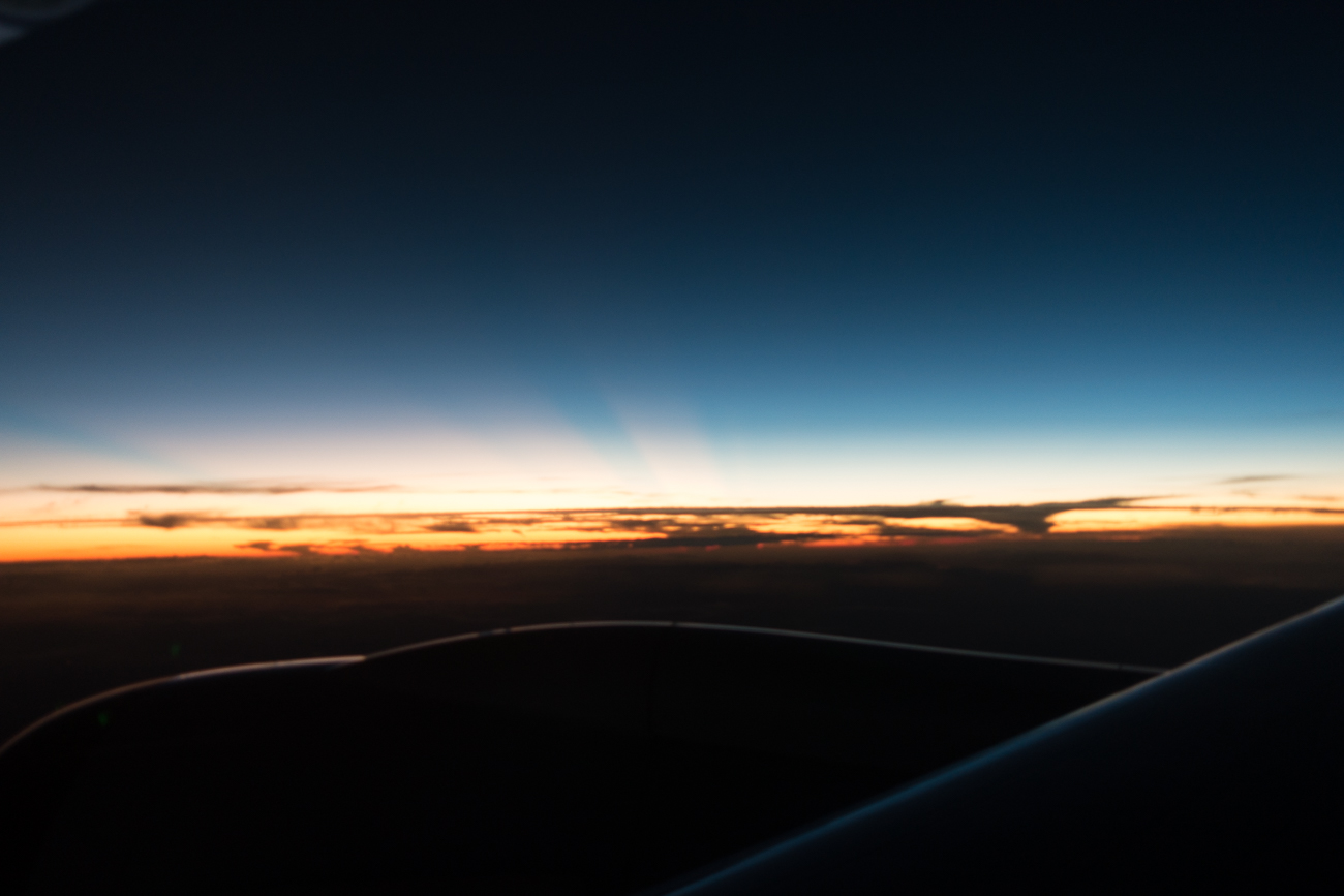 Sonnenuntergang vor der Landung
