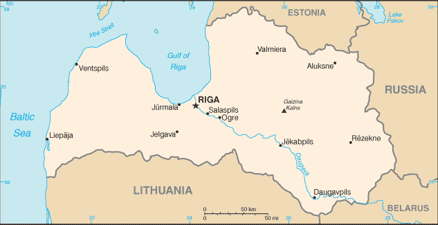 Landkarte Lettland