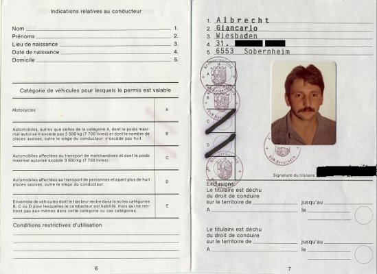 Internationaler Führerschein, Innenseite