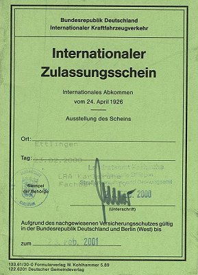 Internationaler Zulassungsschein